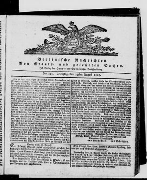Berlinische Nachrichten von Staats- und gelehrten Sachen vom 23.08.1803