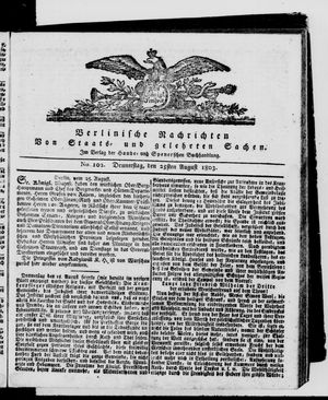 Berlinische Nachrichten von Staats- und gelehrten Sachen vom 25.08.1803