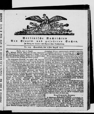 Berlinische Nachrichten von Staats- und gelehrten Sachen vom 27.08.1803
