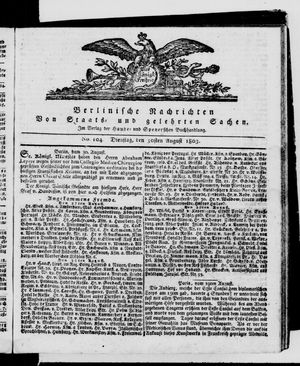 Berlinische Nachrichten von Staats- und gelehrten Sachen vom 30.08.1803