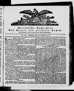 Berlinische Nachrichten von Staats- und gelehrten Sachen vom 04.10.1803