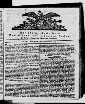 Berlinische Nachrichten von Staats- und gelehrten Sachen vom 08.10.1803