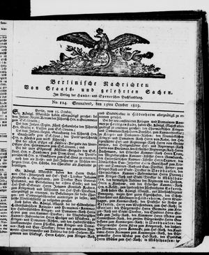 Berlinische Nachrichten von Staats- und gelehrten Sachen vom 15.10.1803