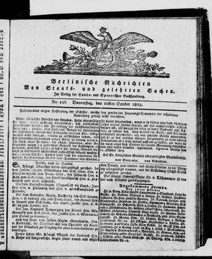 Berlinische Nachrichten von Staats- und gelehrten Sachen vom 20.10.1803