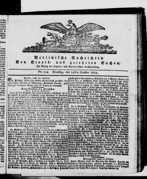 Berlinische Nachrichten von Staats- und gelehrten Sachen vom 25.10.1803