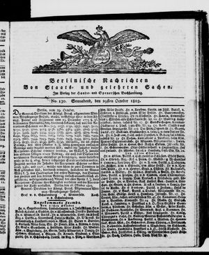 Berlinische Nachrichten von Staats- und gelehrten Sachen vom 29.10.1803