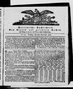 Berlinische Nachrichten von Staats- und gelehrten Sachen vom 08.11.1803