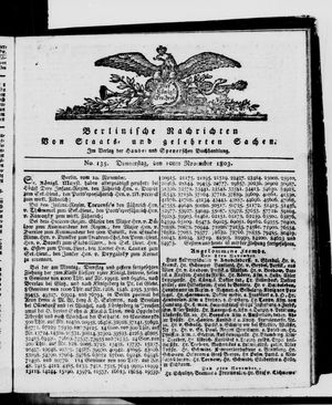 Berlinische Nachrichten von Staats- und gelehrten Sachen vom 10.11.1803