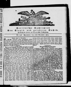 Berlinische Nachrichten von Staats- und gelehrten Sachen vom 12.11.1803