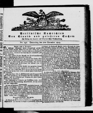 Berlinische Nachrichten von Staats- und gelehrten Sachen vom 08.12.1803