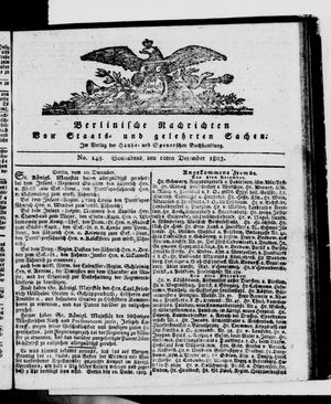Berlinische Nachrichten von Staats- und gelehrten Sachen vom 10.12.1803