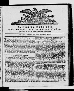 Berlinische Nachrichten von Staats- und gelehrten Sachen vom 13.12.1803
