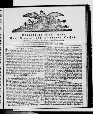 Berlinische Nachrichten von Staats- und gelehrten Sachen vom 17.12.1803