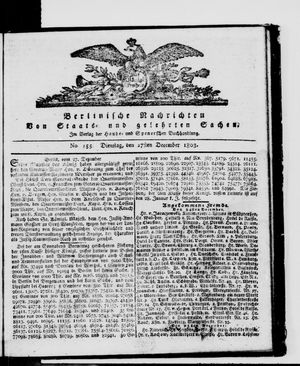 Berlinische Nachrichten von Staats- und gelehrten Sachen vom 27.12.1803