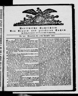 Berlinische Nachrichten von Staats- und gelehrten Sachen vom 31.12.1803