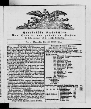 Berlinische Nachrichten von Staats- und gelehrten Sachen vom 05.01.1804