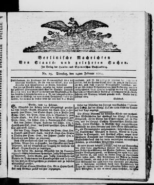 Berlinische Nachrichten von Staats- und gelehrten Sachen vom 14.02.1804