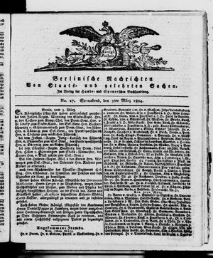 Berlinische Nachrichten von Staats- und gelehrten Sachen vom 03.03.1804