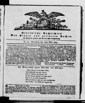 Berlinische Nachrichten von Staats- und gelehrten Sachen vom 10.03.1804