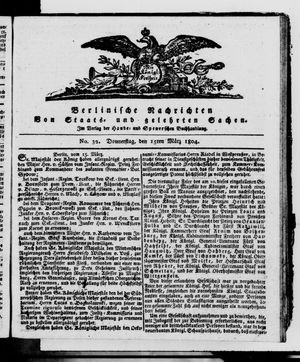 Berlinische Nachrichten von Staats- und gelehrten Sachen vom 15.03.1804