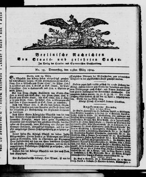 Berlinische Nachrichten von Staats- und gelehrten Sachen vom 29.03.1804