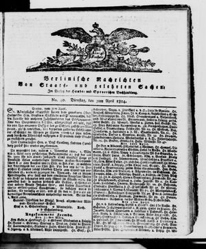 Berlinische Nachrichten von Staats- und gelehrten Sachen on Apr 3, 1804