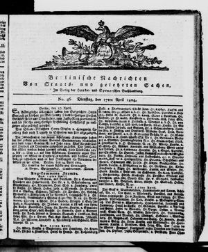 Berlinische Nachrichten von Staats- und gelehrten Sachen vom 17.04.1804
