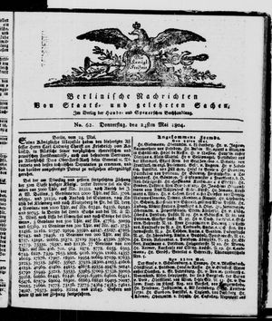 Berlinische Nachrichten von Staats- und gelehrten Sachen vom 24.05.1804