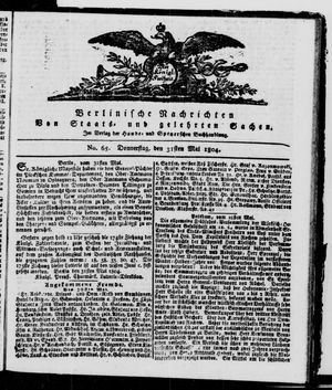 Berlinische Nachrichten von Staats- und gelehrten Sachen vom 31.05.1804