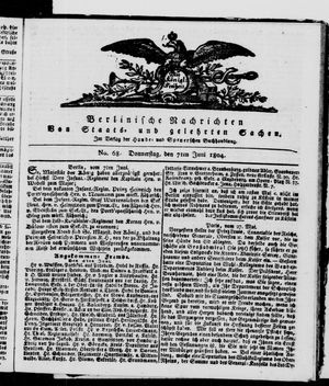 Berlinische Nachrichten von Staats- und gelehrten Sachen on Jun 7, 1804