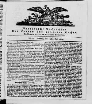 Berlinische Nachrichten von Staats- und gelehrten Sachen vom 24.07.1804