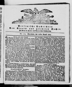 Berlinische Nachrichten von Staats- und gelehrten Sachen vom 25.08.1804