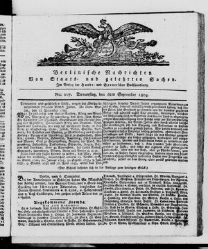 Berlinische Nachrichten von Staats- und gelehrten Sachen vom 06.09.1804