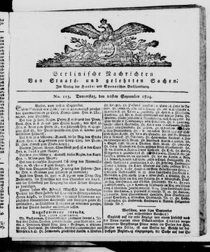 Berlinische Nachrichten von Staats- und gelehrten Sachen vom 20.09.1804