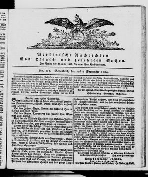 Berlinische Nachrichten von Staats- und gelehrten Sachen on Sep 29, 1804