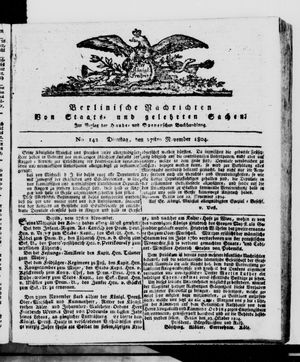 Berlinische Nachrichten von Staats- und gelehrten Sachen vom 27.11.1804