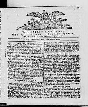 Berlinische Nachrichten von Staats- und gelehrten Sachen vom 12.01.1805