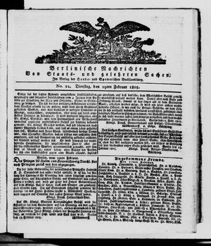Berlinische Nachrichten von Staats- und gelehrten Sachen vom 19.02.1805
