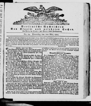 Berlinische Nachrichten von Staats- und gelehrten Sachen vom 07.03.1805