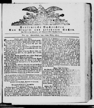 Berlinische Nachrichten von Staats- und gelehrten Sachen on Mar 16, 1805