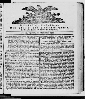 Berlinische Nachrichten von Staats- und gelehrten Sachen vom 26.03.1805
