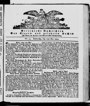 Berlinische Nachrichten von Staats- und gelehrten Sachen vom 02.05.1805