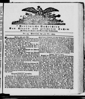 Berlinische Nachrichten von Staats- und gelehrten Sachen vom 04.05.1805