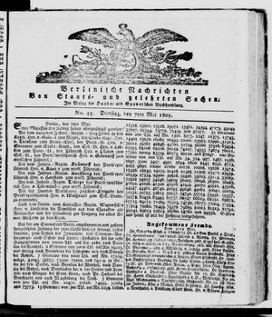 Berlinische Nachrichten von Staats- und gelehrten Sachen vom 07.05.1805