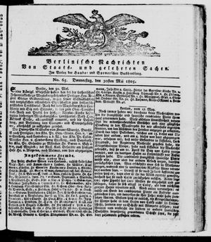 Berlinische Nachrichten von Staats- und gelehrten Sachen vom 30.05.1805
