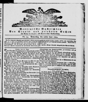 Berlinische Nachrichten von Staats- und gelehrten Sachen on Jun 20, 1805