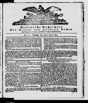 Berlinische Nachrichten von Staats- und gelehrten Sachen vom 25.06.1805