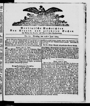 Berlinische Nachrichten von Staats- und gelehrten Sachen vom 27.06.1805