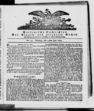 Berlinische Nachrichten von Staats- und gelehrten Sachen vom 23.07.1805