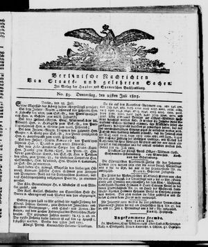 Berlinische Nachrichten von Staats- und gelehrten Sachen vom 25.07.1805